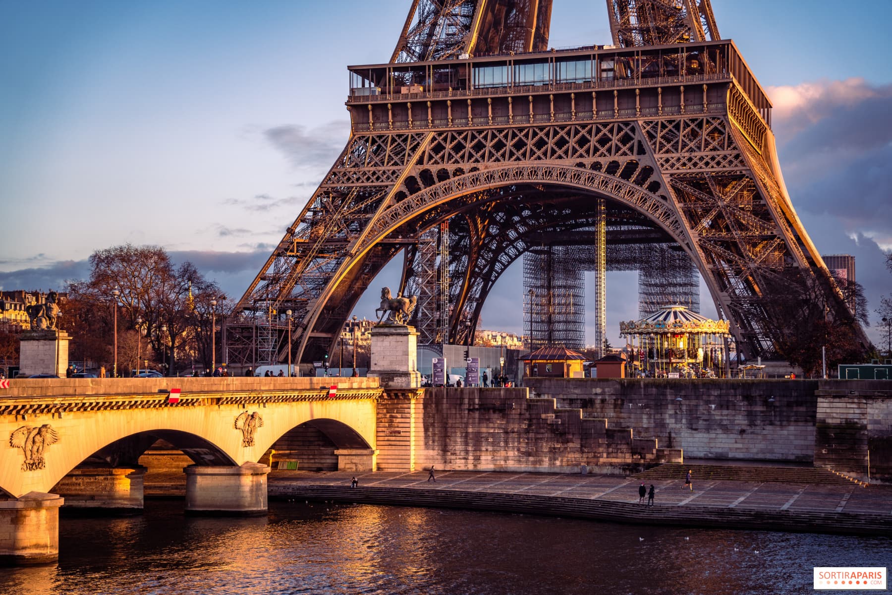 Below the Eiffel Tower